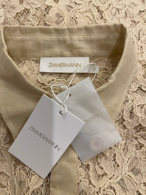 Zimmermann Beige Lace Natura Shirt and Trousers Set Size 2 (UK 10/12) RRP £1,200