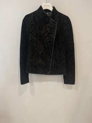 Gucci Black Suede Leather Brocade Jacket Size IT 38 (UK 6)