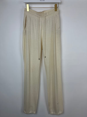 Loro Piana Cream Cashmere Blend Joggers Size IT 46 (UK 14)