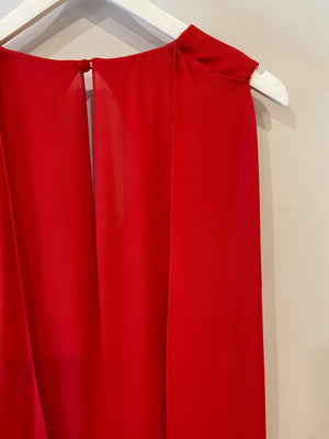 Elie Saab Red Sleeveless Jumpsuit with Back Cape Detail FR 38 (UK 10)