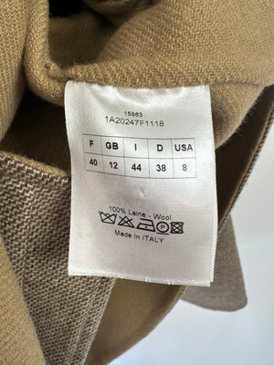 Christian Dior Vintage Light Brown Wool Jacket With Frey Detail FR 40 (UK 12)