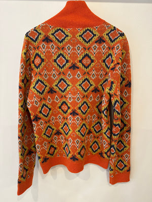 Gucci Orange High Neck Knitted Jumper with Bees and GG Logo Detail IT 42 (UK 10)