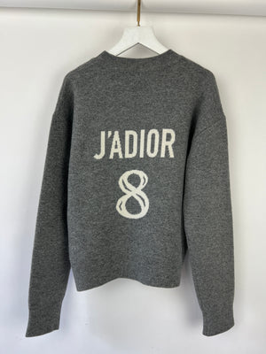 Christian Dior Grey Cashmere J'adior Sweater with Logo Detail Size FR 34 (UK 6) RRP £1,700