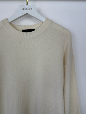 The Row Ivory Crewneck Oversize Cashmere Knit Jumper Size XS (UK 6-8)