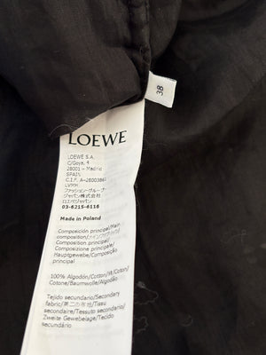 Loewe Black Sheer Cotton Maxi Dress with Embroidery and Gold Moon Charms Size IT 38 (UK 6)