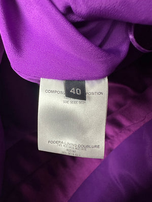 Alexander McQueen Purple Tailored Satin Mini Dress with Pocket Detail Size IT 40 (UK 8)