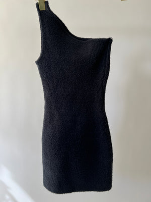 Wardrobe NYC Black Knitted Single Shoulder Mini Dress Size S (UK 6)