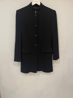 Hermes Black Blazer Jacket with Velvet Collar Detail Size FR 38 (UK 10)