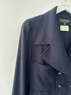 Chanel Navy Vintage Jacket With Silver CC Button Detail Size FR 38 (UK 10)