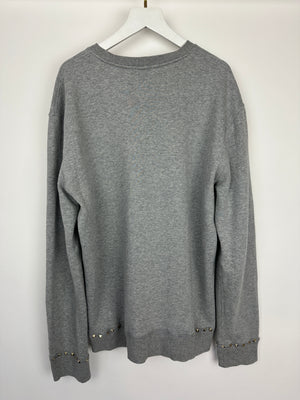 Valentino Untitled Grey Rockstud Sweater with Rockstud Details Size L (UK 10)