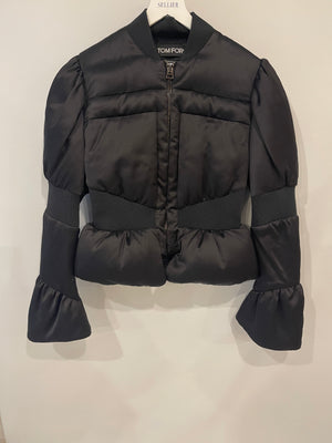 Tom Ford Black Padded Jacket with Waist and Sleeve Details Size IT 44 (UK 12)