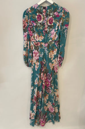 Zimmermann Blue Multicoloured Floral Long-Sleeve Maxi Dress Size 0 (UK 8)