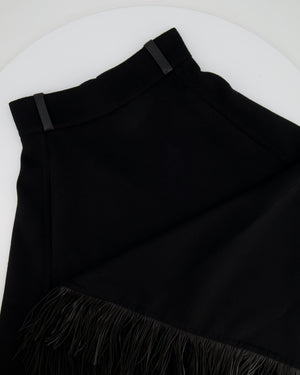 Saint Laurent Black Midi Skirt with Leather Tassel Details Size FR 36 (UK 8)