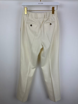 Loro Piana Cream Cashmere Straight Leg Tailored Trousers Size IT 38 (UK 6)