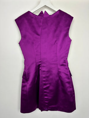 Alexander McQueen Purple Tailored Satin Mini Dress with Pocket Detail Size IT 40 (UK 8)