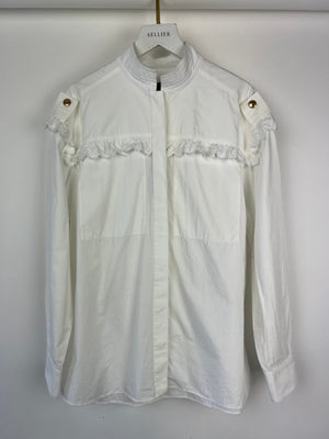 Louis Vuitton White Shirt with Gold Buttons Details Size 34 (UK 6)