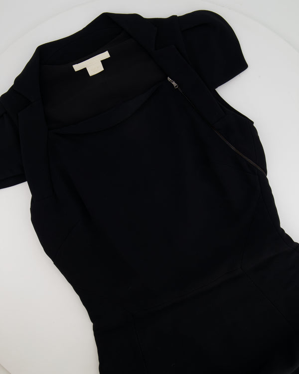 Antonio Berardi Black Short Sleeve Midi Dress with Zip Detail Size IT 42 (UK 10)