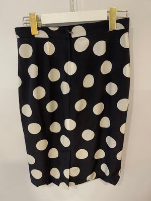 Dolce & Gabbana Black and White Silk Polkadot Skirt Size IT 42 (UK 10)