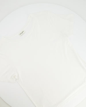 Saint Laurent White Cropped Short-Sleeve T-Shirt with Logo Detail Size S (UK 8)