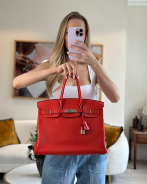 *FIRE PRICE* Hermès Birkin 35cm in Geranium Togo Leather with Palladium Hardware