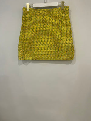 Gucci Yellow Tweed Long-Sleeve Jacket and Mini Skirt Set with Horseshoe Button Details Size IT 42/44 (UK 10/12)