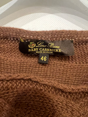 Loro Piana Chocolate Brown Baby Cashmere Cableknit Jumper Size IT 46 (UK 14)