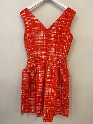 Prada Red Silk Sleeveless Dress with Pockets and Belt Detail Size IT 40 (UK 8)