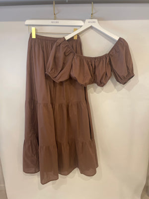 Faithfull The Brand Brown Crop Top and Skirt Set Size S (UK 8)