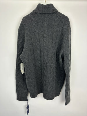 Polo By Ralph Lauren Menswear Charcoal Grey Turtle Neck Knit Jumper Size L (UK 42)