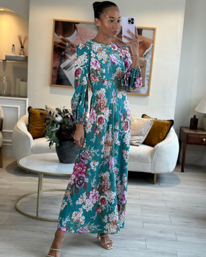 Zimmermann Blue Multicoloured Floral Long-Sleeve Maxi Dress Size 0 (UK 8)