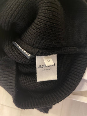 Jacquemus Black Cable Knit High Neck Zip Jumper with Vest Detail FR 34 (UK 6) RRP £650