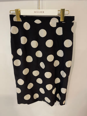 Dolce & Gabbana Black and White Silk Polkadot Skirt Size IT 42 (UK 10)