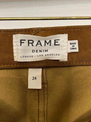 Frame Camel Suede Skinny Flared Jeans Size 24 (UK 6)