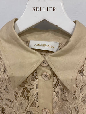 Zimmermann Beige Lace Natura Shirt and Trousers Set Size 2 (UK 10/12) RRP £1,200