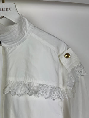 Louis Vuitton White Shirt with Gold Buttons Details Size 34 (UK 6)