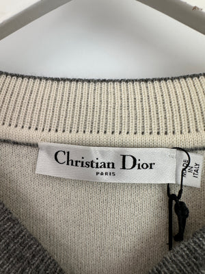 Christian Dior Grey Cashmere J'adior Sweater with Logo Detail Size FR 36 (UK 8) RRP £1700