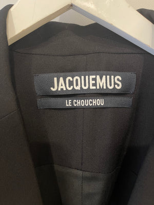 Jacquemus Black Le Chouchou Tailored Asymmetric Blazer with Shoulder Detail FR 36 (UK 8)