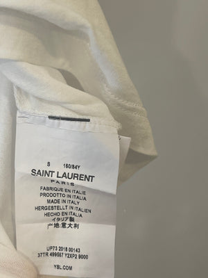 Saint Laurent White Cropped Short-Sleeve T-Shirt with Logo Detail Size S (UK 8)