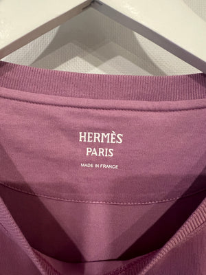 Hermès Lilac Cotton T-Shirt with Embroidered Pocket Detail Size FR 40 (UK 12)