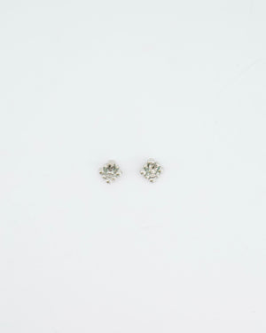 Chanel Vintage Silver Crystal Square Earrings with CC Detail