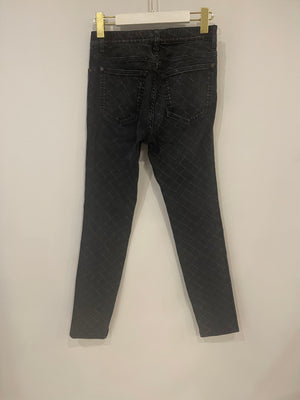 Chanel Dark Grey Quilted Skinny Jeans with Zip CC Logo Details Size FR 36 (UK 8)