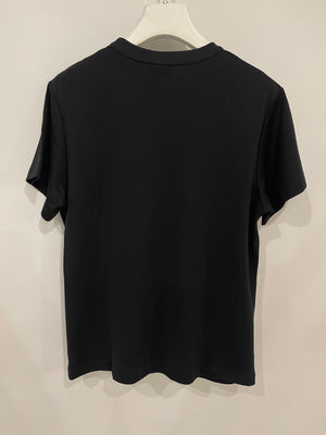 Louis Vuitton Black T-Shirt with Velvet Appliqué and Logo Details Size S (UK 8)