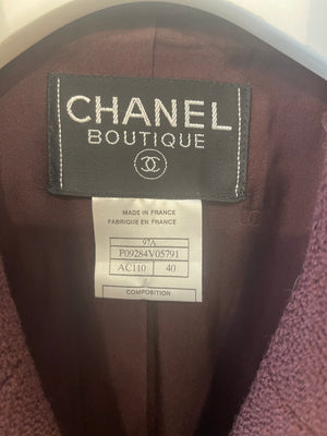 Chanel Vintage 97A Burgundy Wool Jacket with CC Buttons and Pockets Size FR 40 (UK 12)