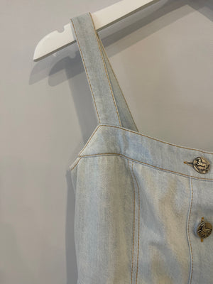 Chanel 18C Light Blue Denim Mini Dress with Button Detail Size FR 38 (UK 10) RRP £2,200