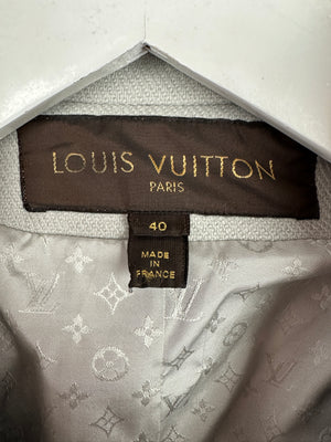 Louis Vuitton Blue Grey Long Sleeve Biker Jacket with Silver Zips Detail Size FR 40 (UK 12)