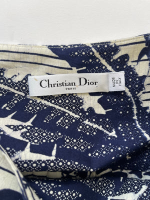 Christian Dior Navy Pleated Butterfly Midi Skirt Size FR 34 (UK 6)