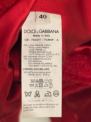 Dolce & Gabbana Red Wool Jacket with Scarf Detail Size IT 40 (UK 8)