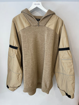 Balenciaga Menswear Beige Oversized Wool Parka Hoodie Size XL (UK 44)