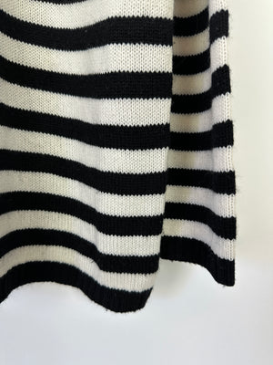 Christian Dior Black and White Striped Cashmere Jumper with Green Dragon Detail Size FR 36 (UK 8)RRP 2500£