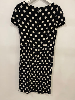 Prada Black Polkadot Short-Sleeve Mini Pleated Dress Size IT 42 (UK 10)